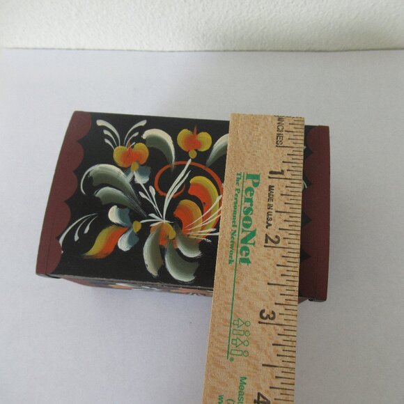 VTG Norwegian Rosemaling Wooden Trinket Box Hand Painted Folk Art - Picture 7 of 9
